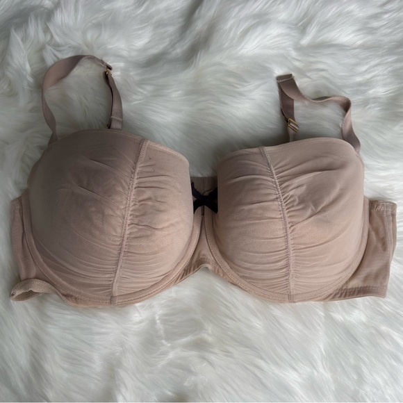 Cacique Intimates Sleepwear Cacique Nude Tan Bra With Purple Bow